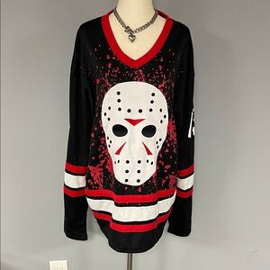 Black and Red Skull Long Sleeve Tee